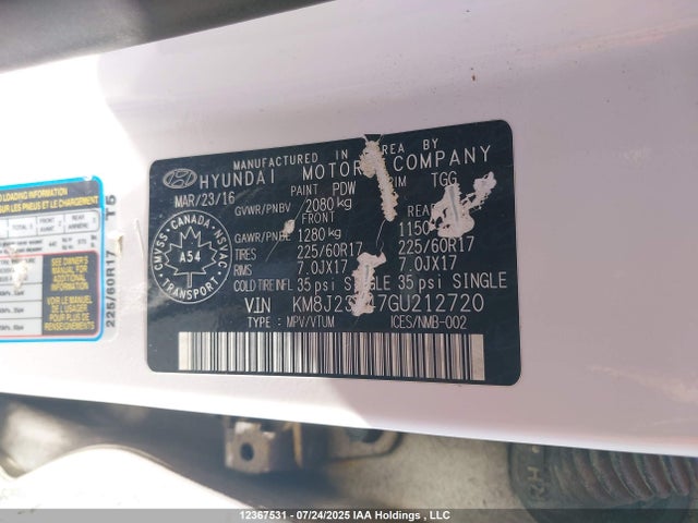 Hyundai 2016 2016 KM8J23A47GU212720 Image 9