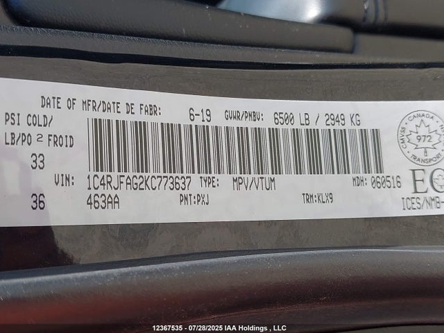 Jeep 2019 2019 1C4RJFAG2KC773637 Image 9