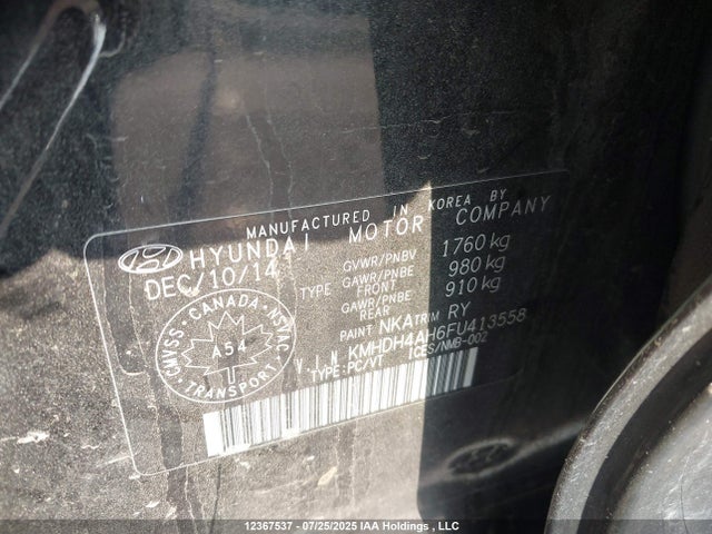 KMHDH4AH6FU413558 Hyundai dohc gdi nu