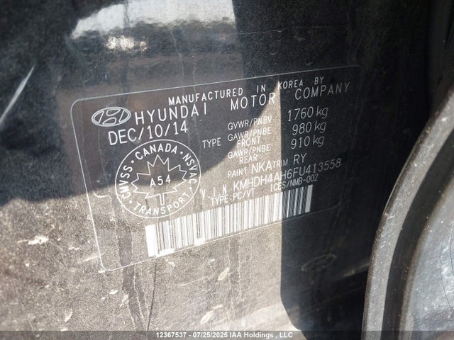 KMHDH4AH6FU413558 Hyundai dohc gdi nu
