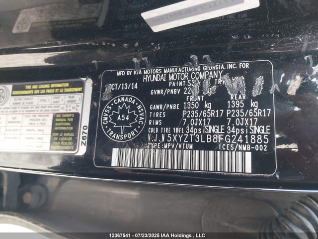 5XYZT3LB8FG241885 Hyundai dohc gdi theta ii