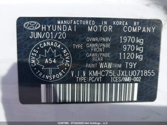 KMHC75LJXLU071855 Hyundai hmc battery