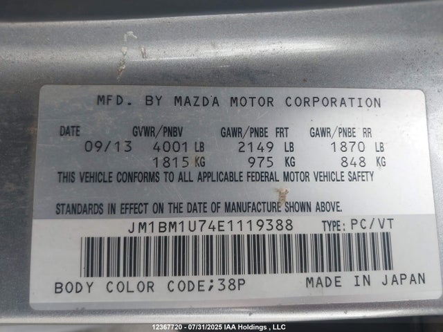 JM1BM1U74E1119388 Mazda pe