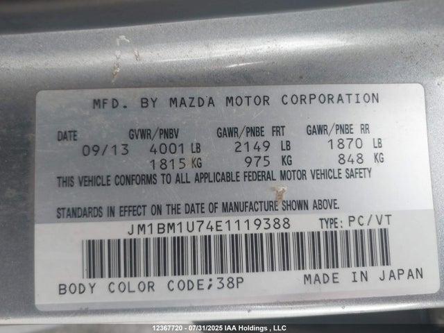 JM1BM1U74E1119388 Mazda pe