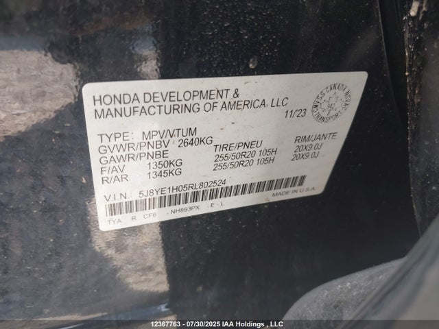 Acura j35y5 2024 5J8YE1H05RL802524 Image 9