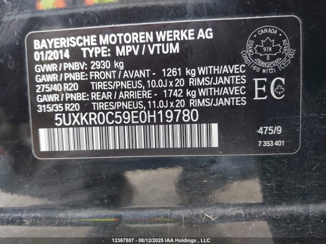 5UXKR0C59E0H19780 BMW X5