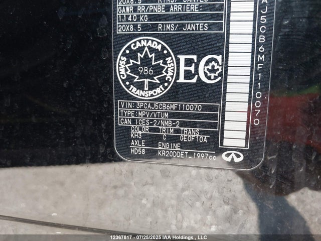 3PCAJ5CB6MF110070 Infiniti QX50