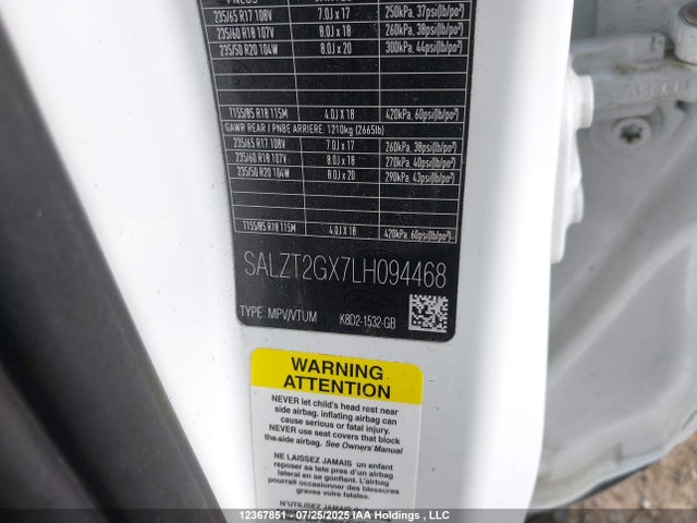 SALZT2GX7LH094468 Land Rover aj20p