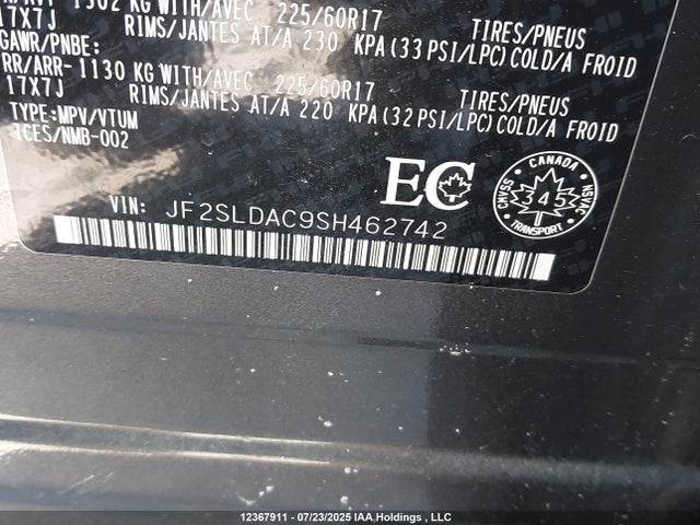 JF2SLDAC9SH462742 Subaru na