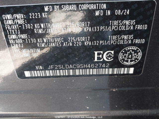 JF2SLDAC9SH462742 Subaru na