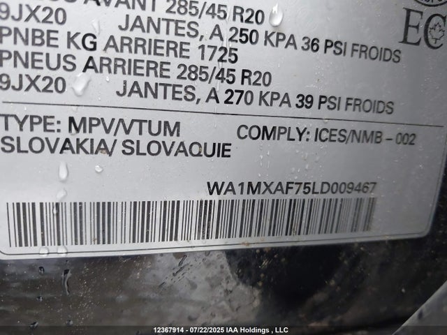 WA1MXAF75LD009467 Audi 55 tfsi