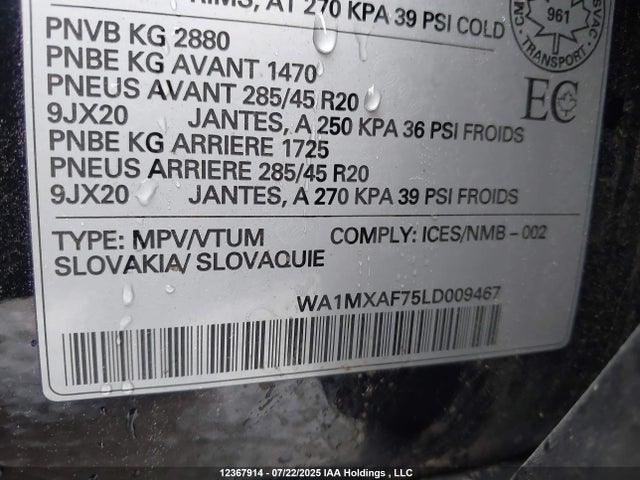 WA1MXAF75LD009467 Audi 55 tfsi