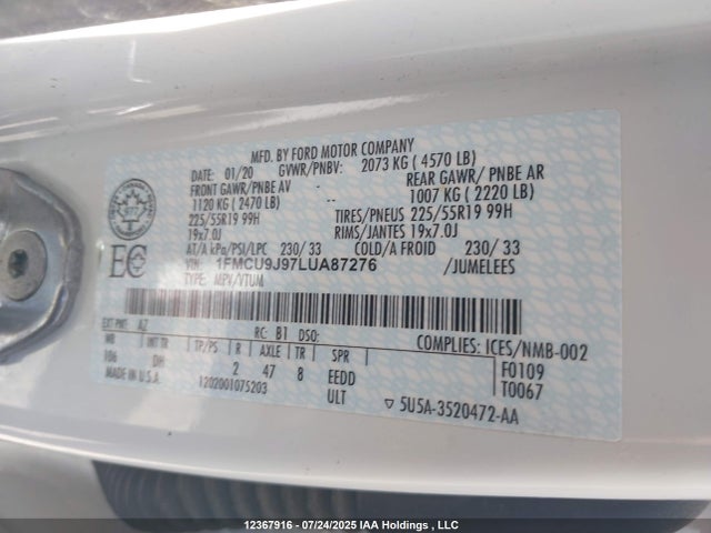 1FMCU9J97LUA87276 Ford gtdi, 240ps