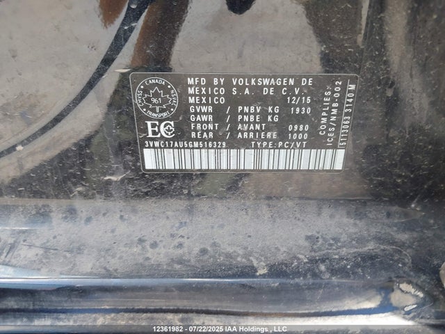 3VWC17AU5GM516329 Volkswagen 1.8 tsi