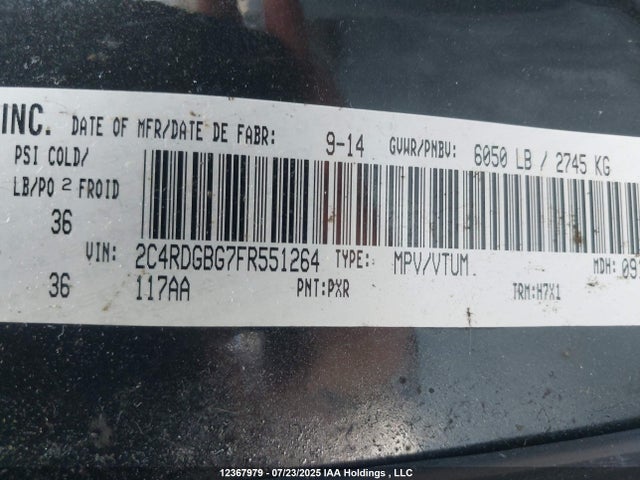 Dodge Grand Caravan 2015 2C4RDGBG7FR551264 Image 9