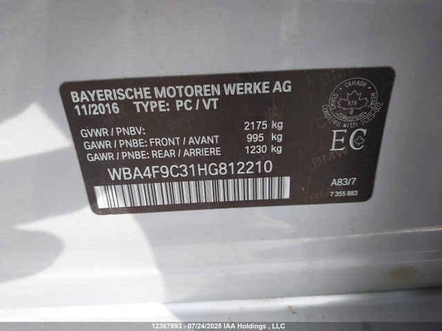 WBA4F9C31HG812210 BMW 2017