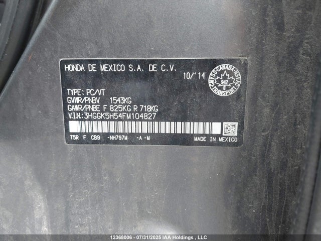3HGGK5H54FM104827 Honda l15b1