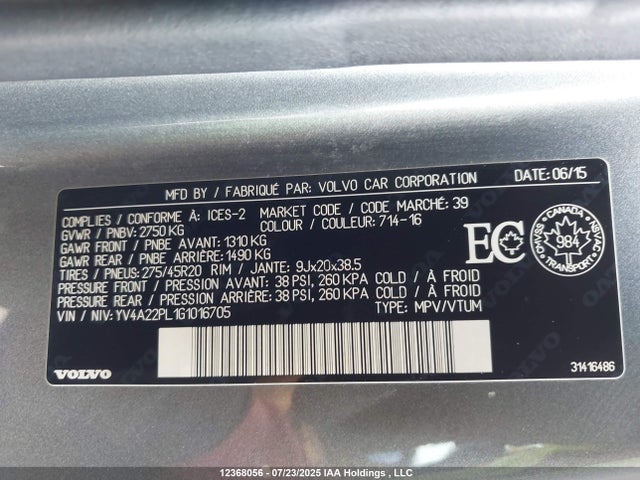 YV4A22PL1G1016705 Volvo b4204t27