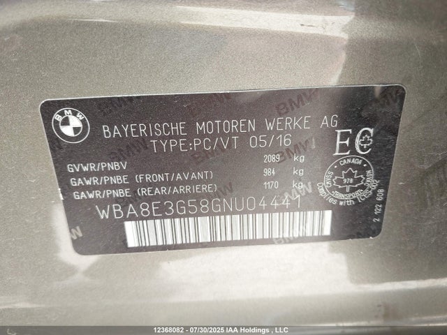 WBA8E3G58GNU04441 BMW 328I