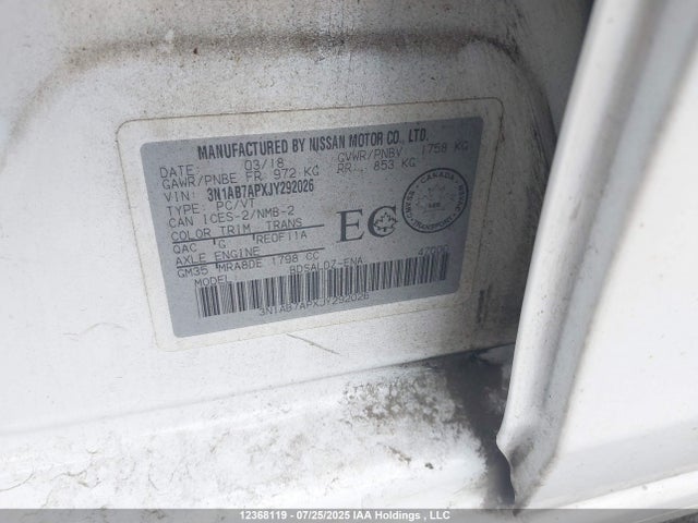 3N1AB7APXJY292026 Nissan Sentra