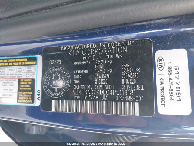 KNDC4DLC4P5119181 KIA EV6