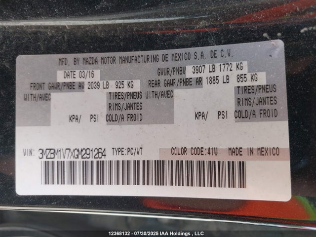 3MZBM1V7XGM291264 Mazda pe