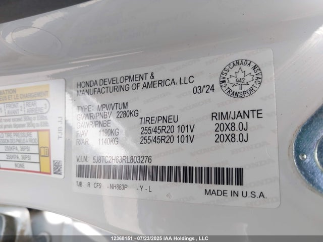 Acura k20c4 2024 5J8TC2H63RL803276 Image 19