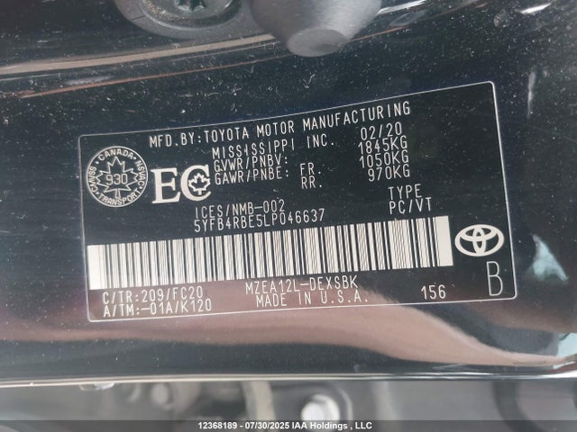 5YFB4RBE5LP046637 Toyota m20-fks