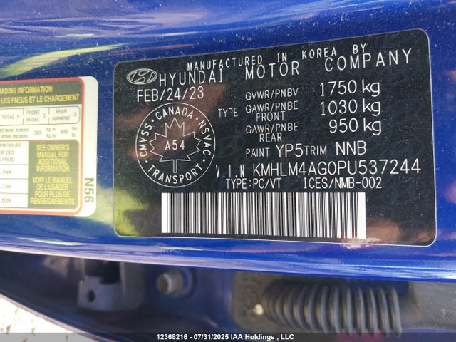 KMHLM4AG0PU537244 Hyundai mpi nu pe