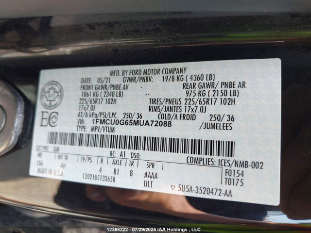 Ford dragon di tc 2021 1FMCU0G65MUA72088 Image 9