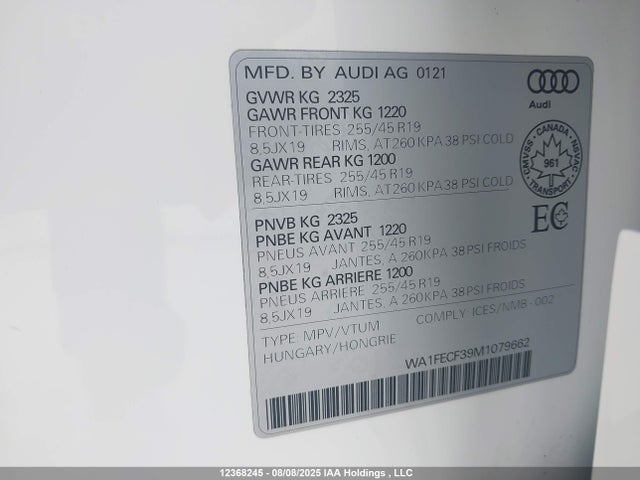 Audi 2021 2021 WA1FECF39M1079662 Image 9