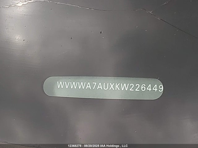 WVWWA7AUXKW226449 Volkswagen 2019