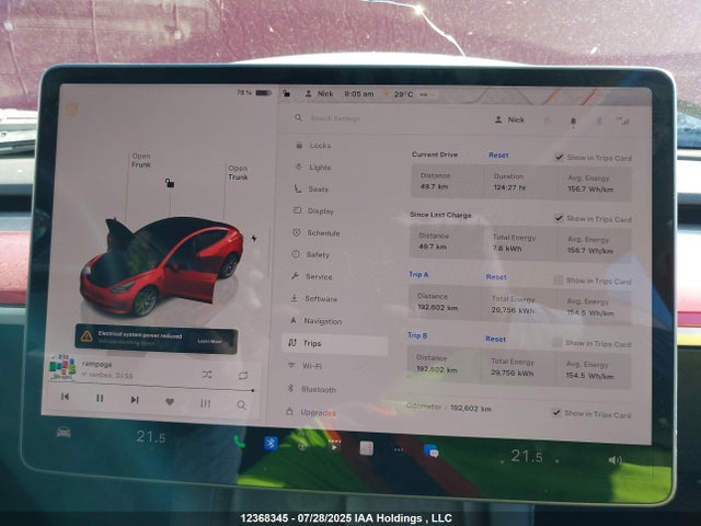 5YJ3E1EA9NF194784 Tesla MODEL 3