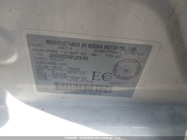 Nissan VERSA NOTE 2015 3N1CE2CPXFL378103 Image 9