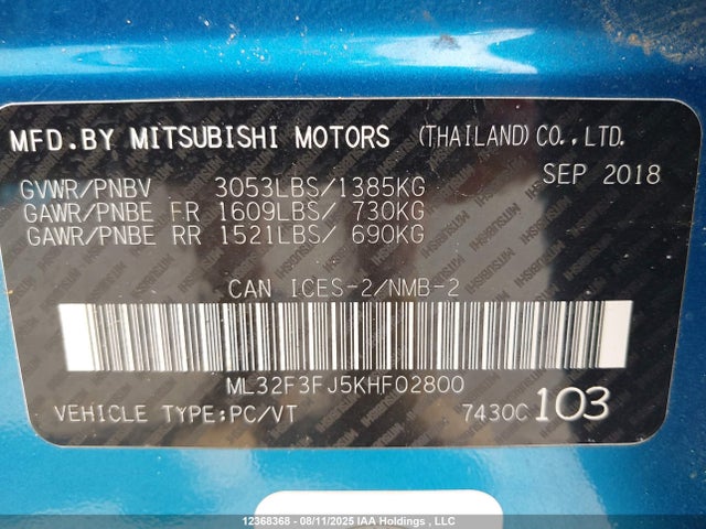Mitsubishi MIRAGE G4 2019 ML32F3FJ5KHF02800 Image 19