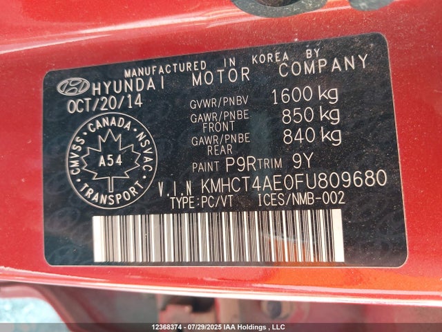 KMHCT4AE0FU809680 Hyundai dohc gdi gamma
