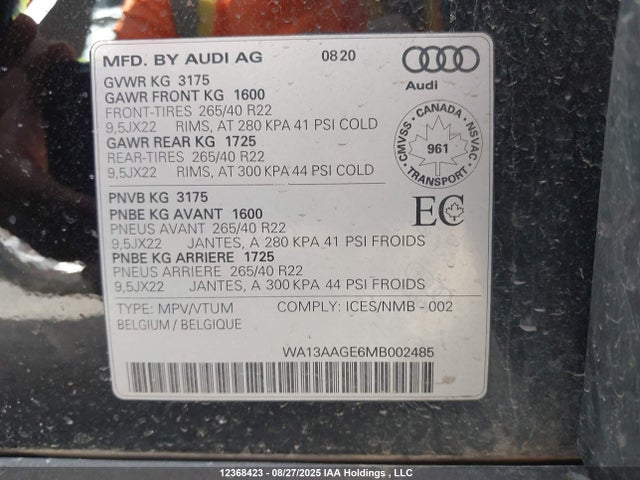 WA13AAGE6MB002485 Audi 2021