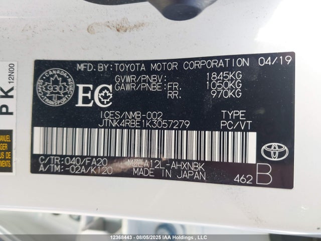 JTNK4RBE1K3057279 Toyota m20a-fks