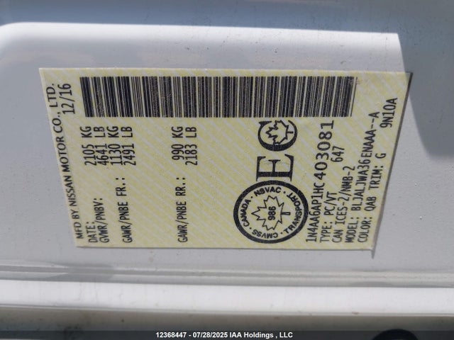 Nissan Maxima 2017 1N4AA6AP1HC403081 Image 19
