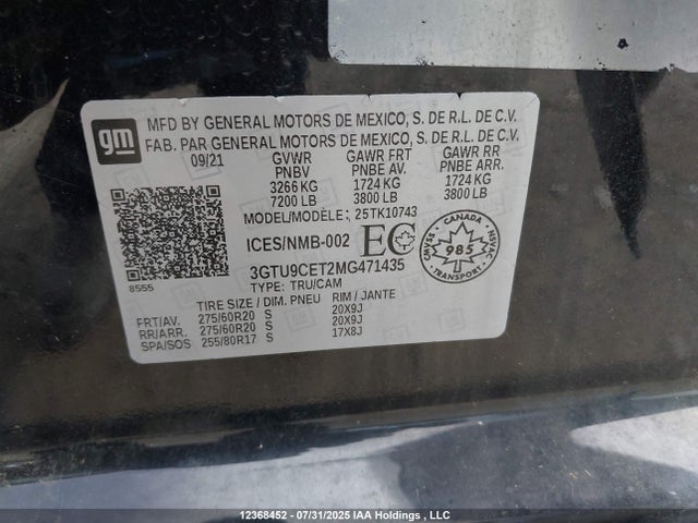 3GTU9CET2MG471435 GMC lm2