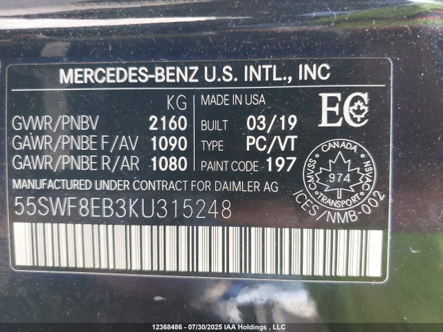 55SWF8EB3KU315248 Mercedes-Benz m264