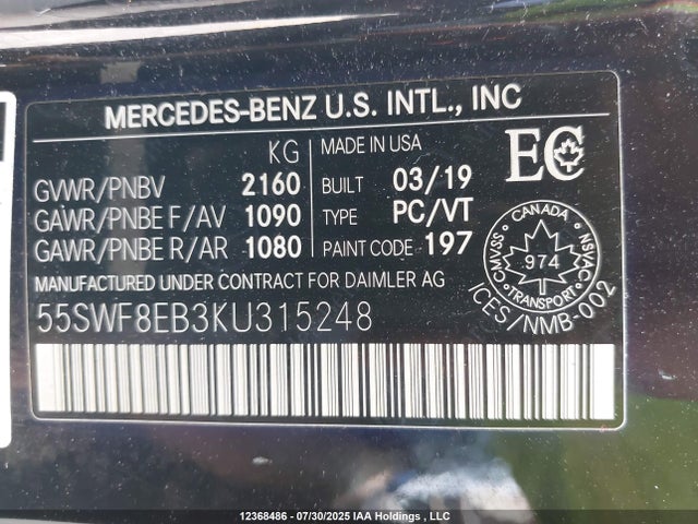 55SWF8EB3KU315248 Mercedes-Benz m264