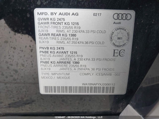 WA1BNAFYXJ2006112 Audi Q5 Premium Plus