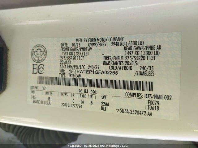 Ford 2016 2016 1FTEW1EP1GFA02265 Image 9