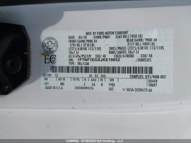 1FTNF1EGXJKE19852 Ford 3.5l gtdi