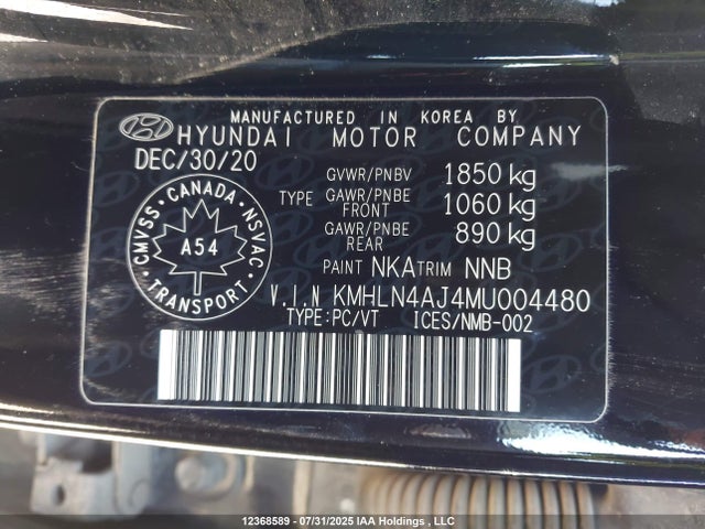 KMHLN4AJ4MU004480 Hyundai gdi kappa