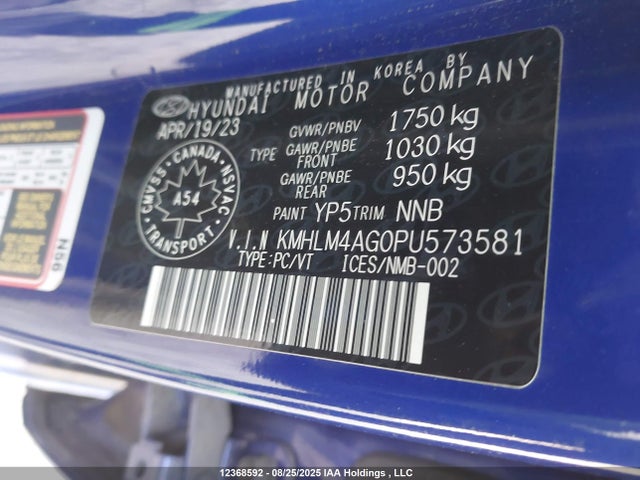 KMHLM4AG0PU573581 Hyundai mpi nu pe