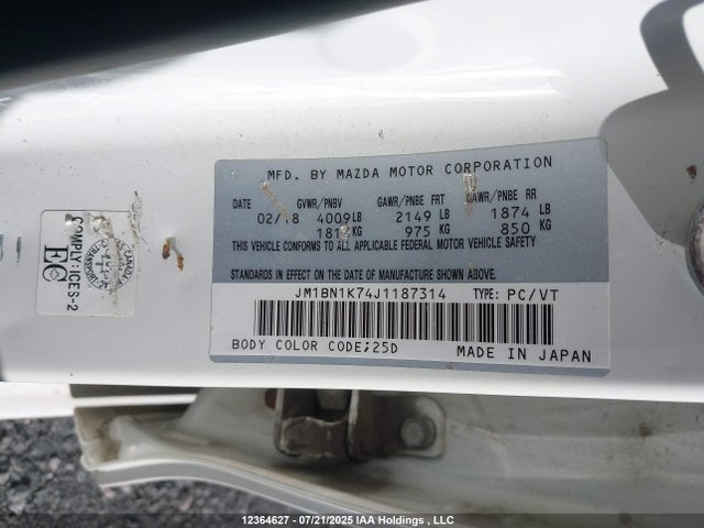 JM1BN1K74J1187314 Mazda pe