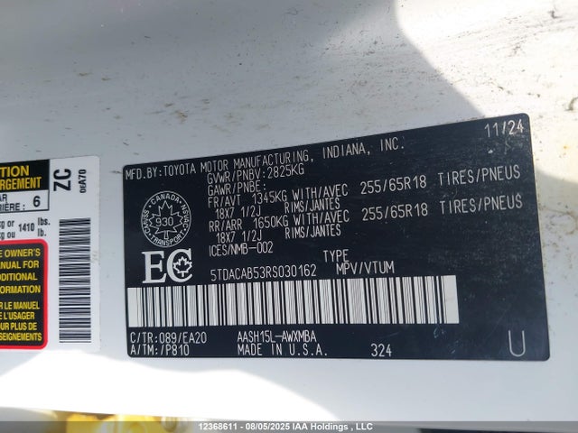 5TDACAB53RS030162 Toyota a25a-fxs, 5nm+4nm