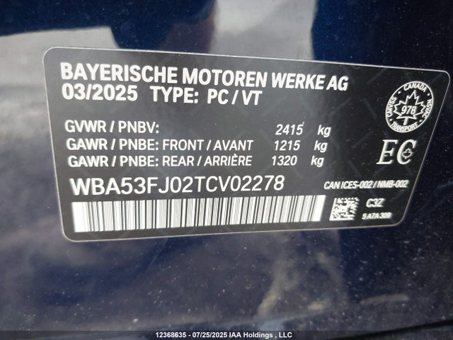BMW 530I 2026 WBA53FJ02TCV02278 Image 9